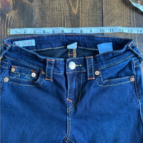 True Religion Dark Blue Jeans with Yellow Stitching - Picture 4 of 9